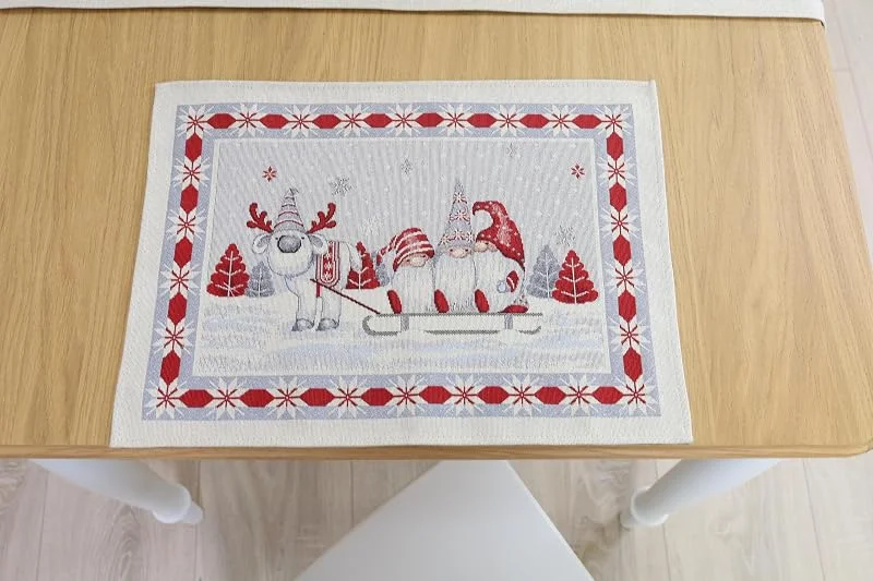 Besuche den textile idea-Store Platzsets Weihnachten Stoff 4er Set 35x45 cm Gobelin – Wichteltrio — Küche & Haushalt