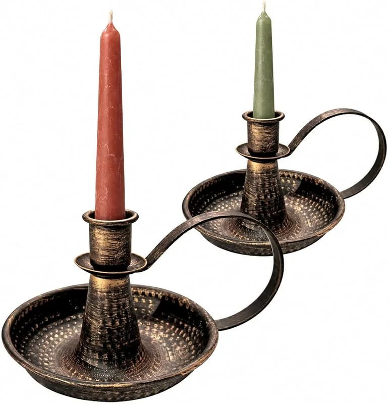 Marke: YZDYSHJ Kerzenständer Set 2, Vintage Kerzenhalter aus Eisen mit geschwungenem Griff — Kerzenlicht Abendessen