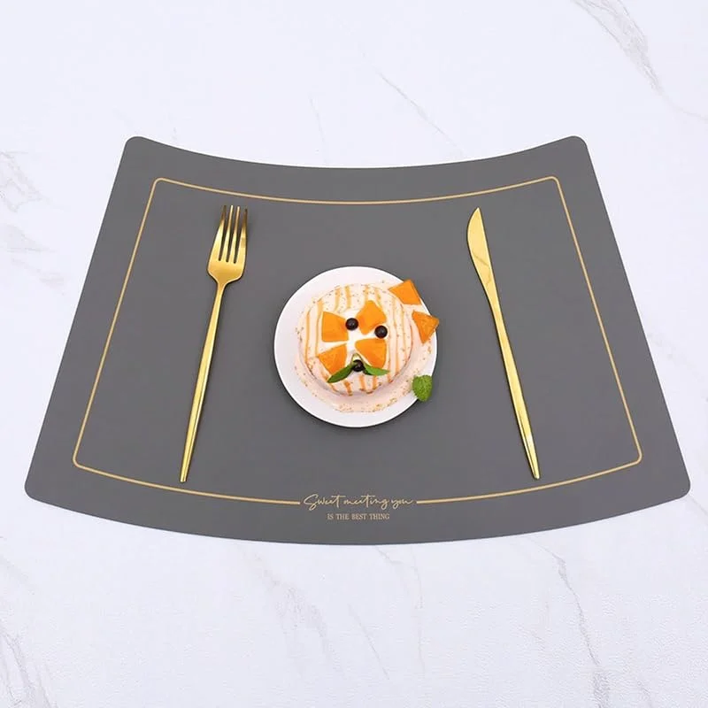 Besuche den Epinki-Store Epinki Tischset Stoff Abwaschbar Sektor, 2Pcs Set PU Leder Platzmatten Weihnachten Sektor Einfarbig Hitzebeständige, Tischuntersetzer Boho Grau für Küche Restaurant und Hotel, 51x29.5CM — Küche & Haushalt