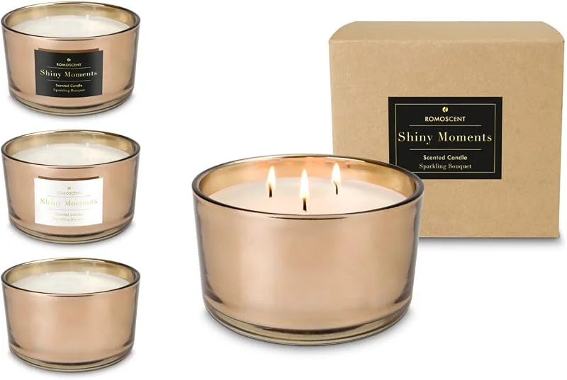 Besuche den Römer Wellness-Store ROMOSCENT XXL Aromakerze Shiny Moments, 3-Docht-Kerze — Kerzenlicht Abendessen