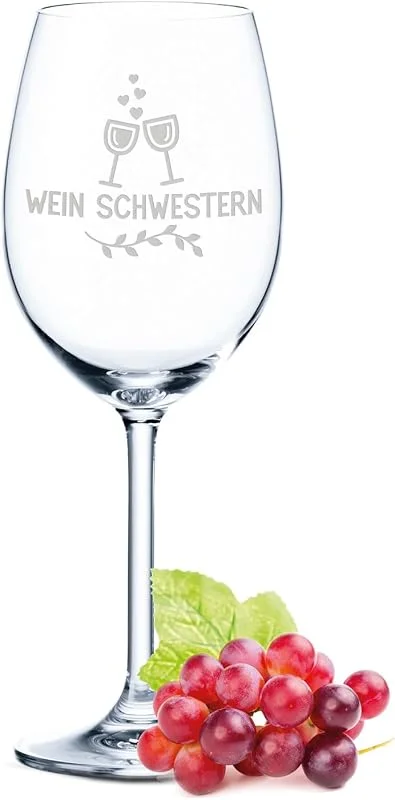Besuche den GRAVURZEILE-Store GRAVURZEILE Weinglas mit Gravur - Wein Schwestern - Geschenk für Hobby-Sommelier & Weinliebhaber - Geschenke für die beste Freundin - Geburtstagsgeschenk für Frauen — Wein und Festtafel