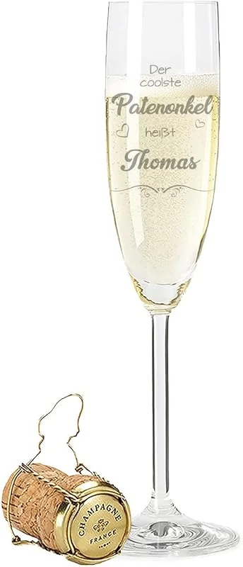 Besuche den GRAVURZEILE-Store GRAVURZEILE Sektglas mit Gravur - Der coolste Patenonkel - Personalisiert mit Namen - Geschenk für den besten Patenonkel - Geeignet für Champagner & Sekt - Geschenke für Sie & Ihn — Wein und Festtafel