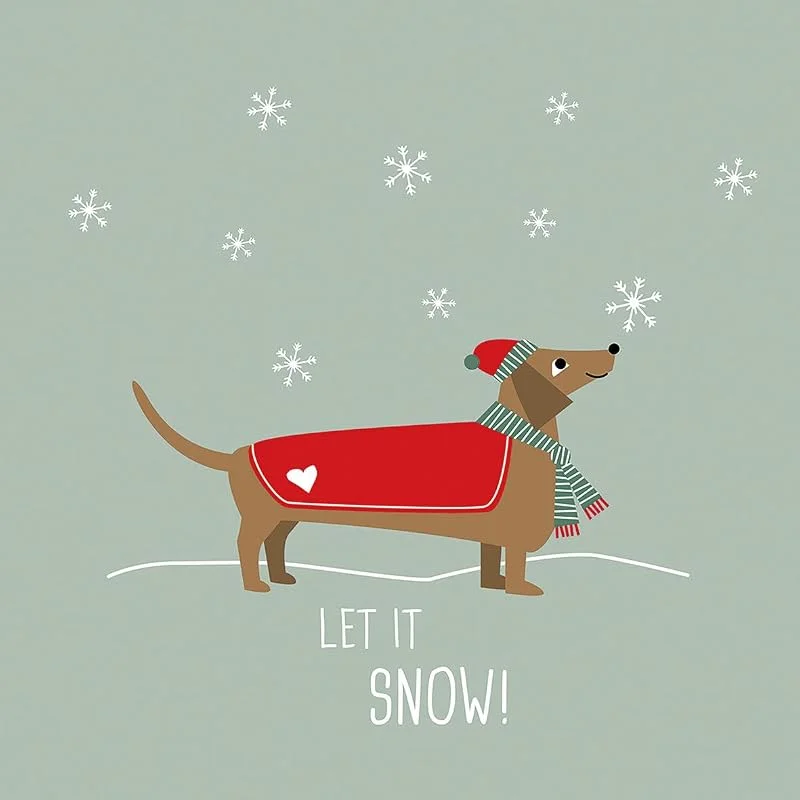 Marke: PPD PPD 20 Servietten Weihnachten Dackel erfreut sich an Schnee als Tischdeko. Papierservietten mit Motiv. Auch für Decoupage und Serviettentechnik 33x33cm — Advent und Tisch