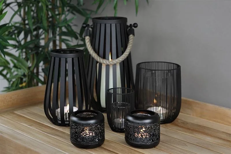 Besuche den Fink-Store Fink Marit Teelichthalter 2er Set Metall Glas, H=16 cm 159016 — Kerzenlicht Abendessen