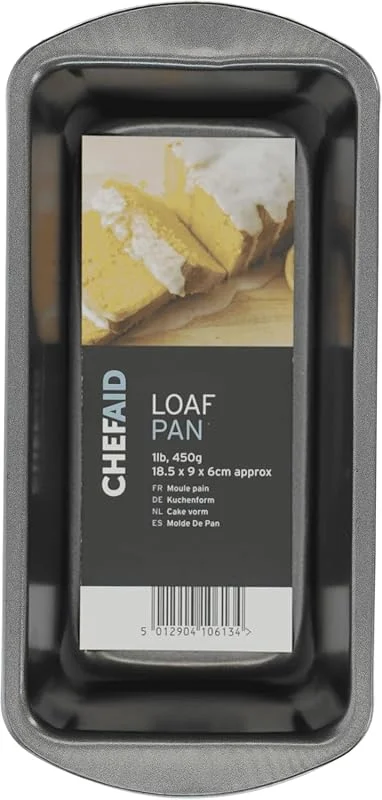 Besuche den Chef Aid-Store Chef Aid Kastenform 450 g Antihaft Brotbackform 22, 5 x 10, 5 x 5, 5 cm Rechteckige Backform aus Carbonstahl für Brot Kuchen Gebäck Kühlschrank und Gefriergeeignet — Küche & Haushalt