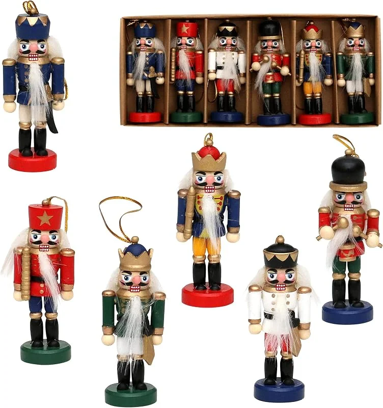 Besuche den Dekohelden24-Store Dekohelden24 Baumbehang, Motiv: Nussknacker als 6er Set, ca. 8 cm — Weihnachtsdeko