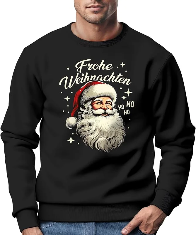 Besuche den MoonWorks-Store MoonWorks® Sweatshirt Herren Frohe Weihnachten Weihnachtspullover Santa Claus Aufdruck Weihnachtsoutfit Männer — Weihnachtsmode