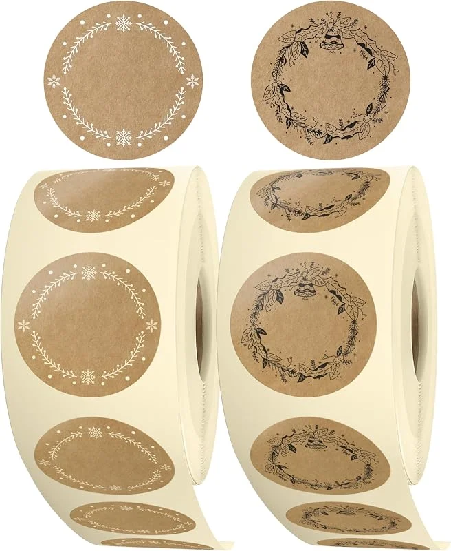 Besuche den colortouch-Store colortouch Aufkleber zum Beschriften Weihnachten - 1000 St Beschriftbar Kraftpapier Optik Weihnachten Sticker - 35 mm Rund Rolle Weihnachtsaufkleber - Weihnachtsdeko, Geschenktüten, Blatt, Schnee — Geschenkverpackung