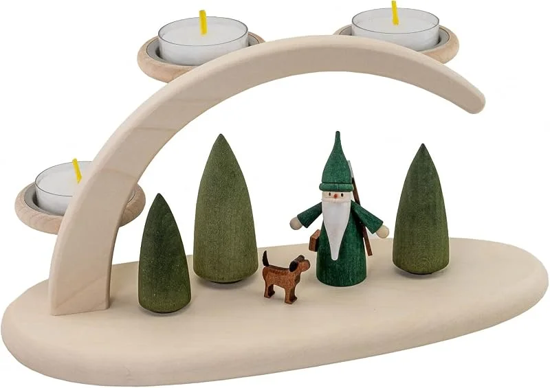 Besuche den Seiffener Volkskunst-Store Seiffener Volkskunst, Lichterbogen Schwibbogen 13x24x10 cm, Erzgebirgische Volkskunst, 15309, Natur Holz, Jägerwichtel — Weihnachtsdeko