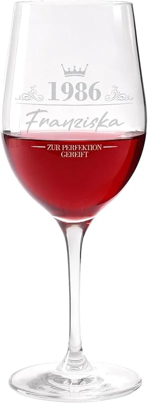 Besuche den Herz & Heim-Store Herz & Heim® Weinglas personalisiert mit Gravur – 430 ml Leonardo Glas mit Name & Jahr – Rotweinglas mit Namensgravur als Geschenk zum Geburtstag & Geburtstagsgeschenk — Wein und Festtafel