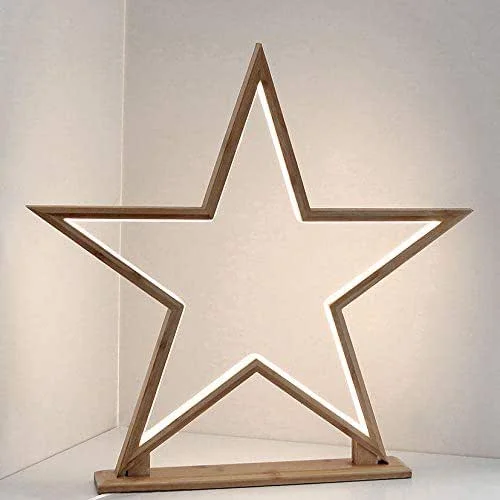 Besuche den Spetebo-Store Bambus LED Tischlampe Stern mit Netzteil - 53 cm - Weihnachtsstern Weihnachtsdeko Fenster Deko Leuchte hochwertig verarbeitet