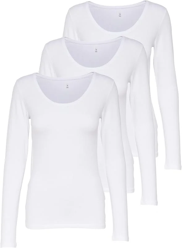Besuche den ONLY-Store ONLY 3er Pack Damen Langarmshirt schwarz und weiß Langarm Basic Longsleeve Sommer aus 95% Baumwolle XS S M L XL 15209156 — Weihnachtsmode