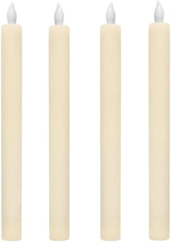 Besuche den Fachhandel Plus-Store LED-Stabkerzen 4 Stück Tafelkerzen flammenlos 24, 5 cm Echtwachs batteriebetrieben warmweiße Flamme mit Flackereffekt Timerfunktion — Kerzenlicht Abendessen