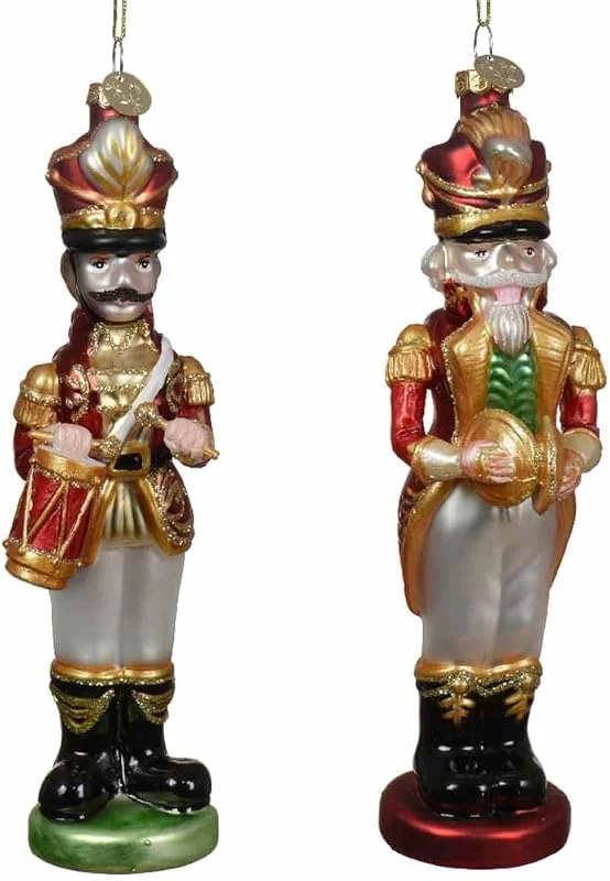 Marke: Kaemingk Christbaumschmuck Glas 18cm - Nussknacker Figur zum Aufhängen - 1 Stück Sortiert - mundgeblasen - Weihnachtsbaum Anhänger für Weihnachten — Weihnachtsdeko