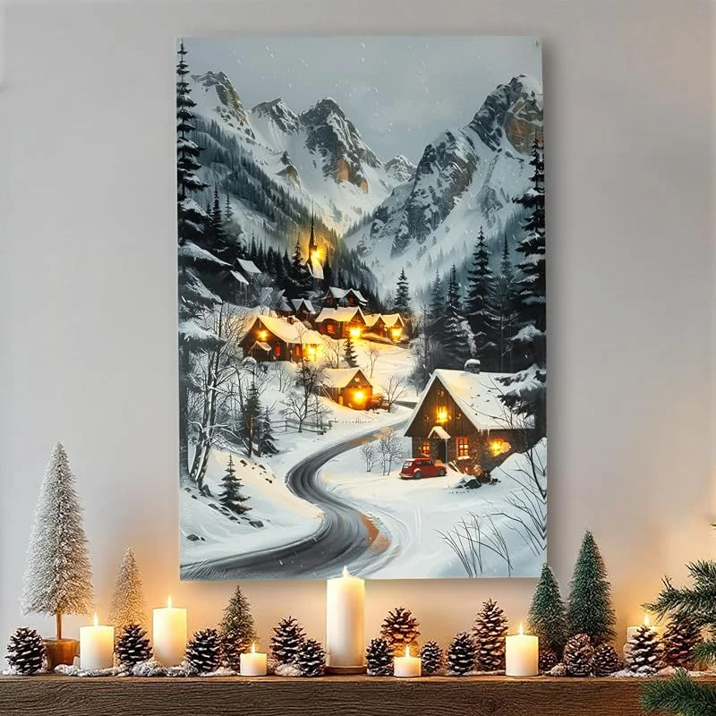 Besuche den Spetebo-Store Spetebo Weihnachts Wandbild mit Beleuchtung batteriebetrieben - 58 x 38 cm — Weihnachtsdeko