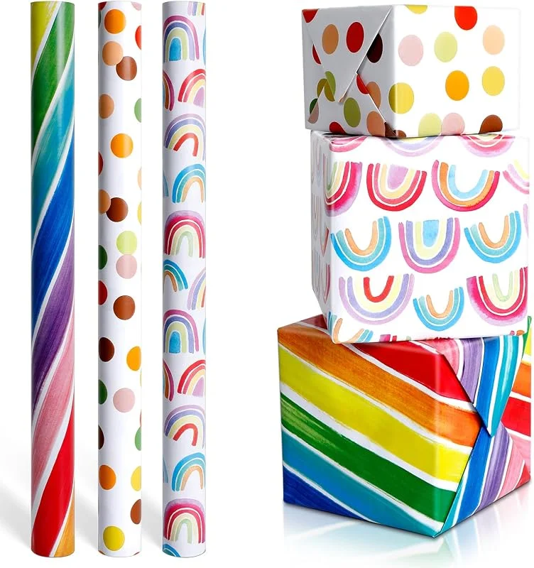 Marke: AiQInu AiQInu 3 Rolle Geschenkpapier 43x300cm, Geschenkpapier Set, Geschenkverpackung für Weihnachten, Geburtstage, Partys, Hochzeiten, Babypartys