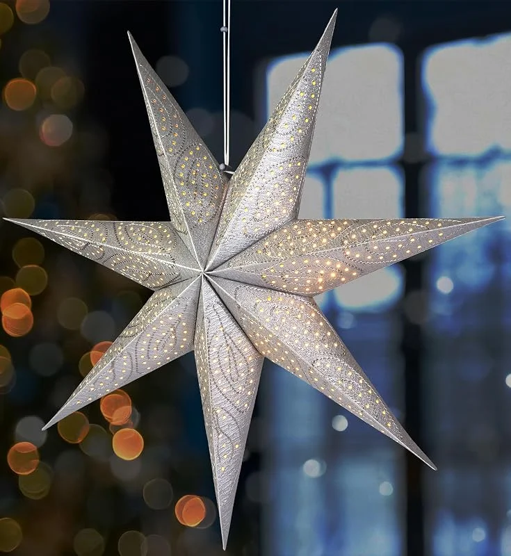 Besuche den BRUBAKER-Store BRUBAKER 60 cm Papier Weihnachtsstern zum Aufhängen - Fenster Adventsstern — Weihnachtsdeko