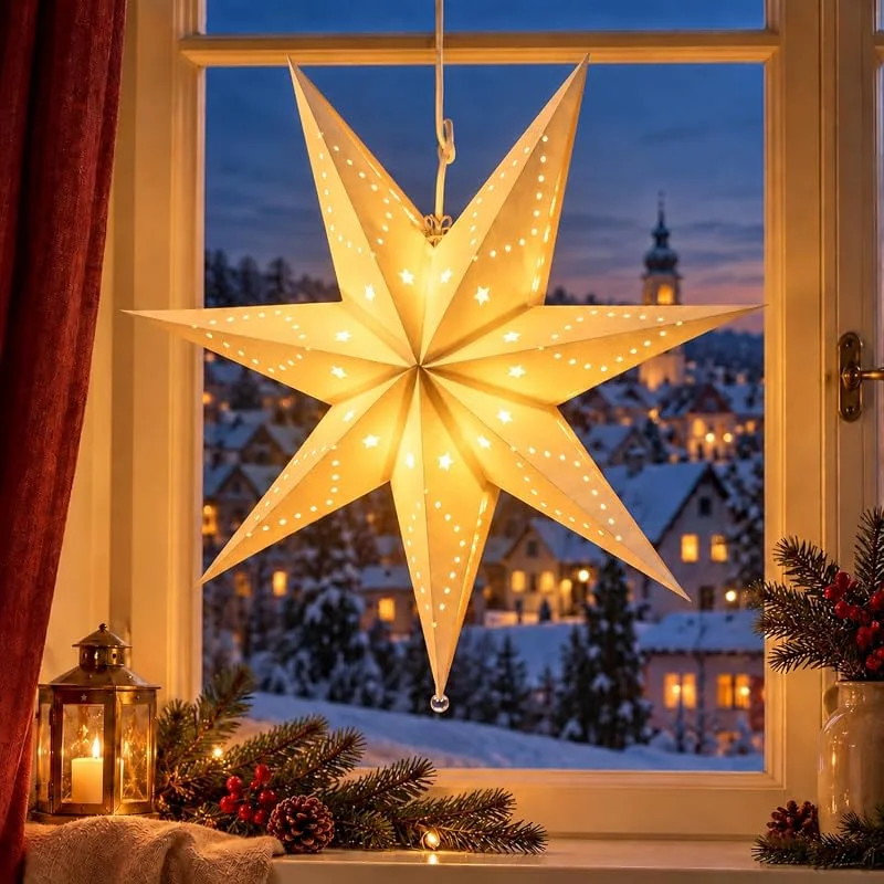 Besuche den SALCAR-Store SALCAR LED Papierstern 75 cm zum Aufhängen, für Weihnachten und Advents — Weihnachtsdeko
