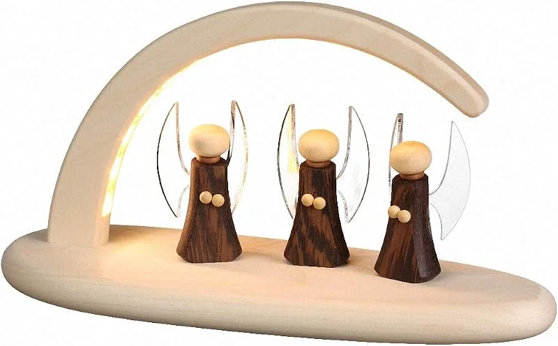 Besuche den Seiffener Volkskunst-Store Seiffener Volkskunst, LED Lichterbogen Schwibbogen 24x13cm, Erzgebirgische Volkskunst, Made in Germany, 15361, Engel Natur — Weihnachtsdeko