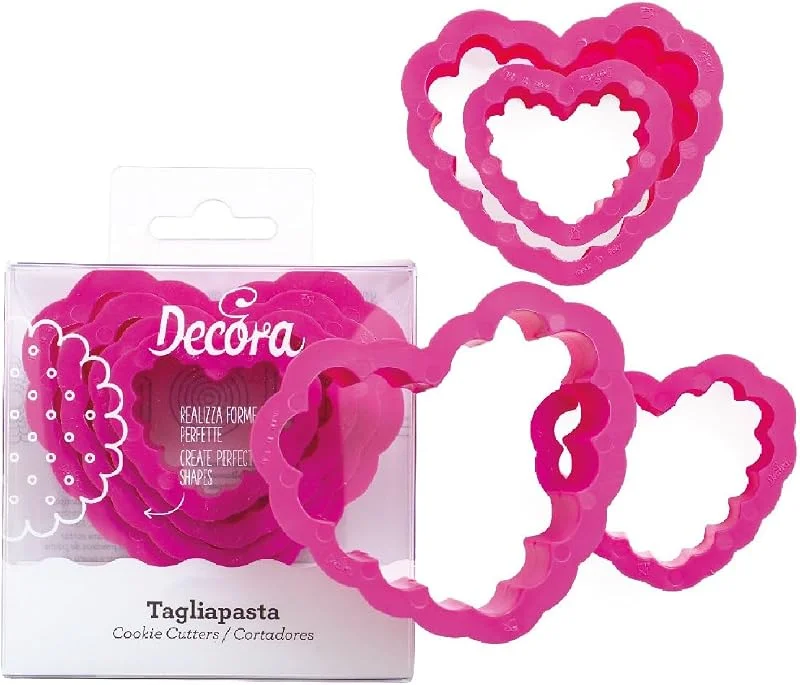 Marke: Decora DECORA 0255306 AUSSTECHER-Set Herz GEWELLT, 4-TLG 4-5, 5-7 - 8 H 2, 2 cm, Rosa — Weihnachtskueche