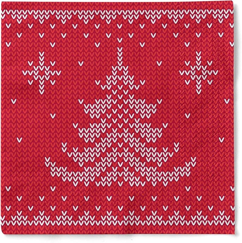 Besuche den Sovie HORECA-Store Sovie HORECA Weihnachtsserviette Ted in Rot aus 3-lagigem Tissue 33 x 33 cm, Einweg Serviette Wintermotiv, ideal für Advent, Weihnachten & Feiern, 100 Stück — Küche & Haushalt