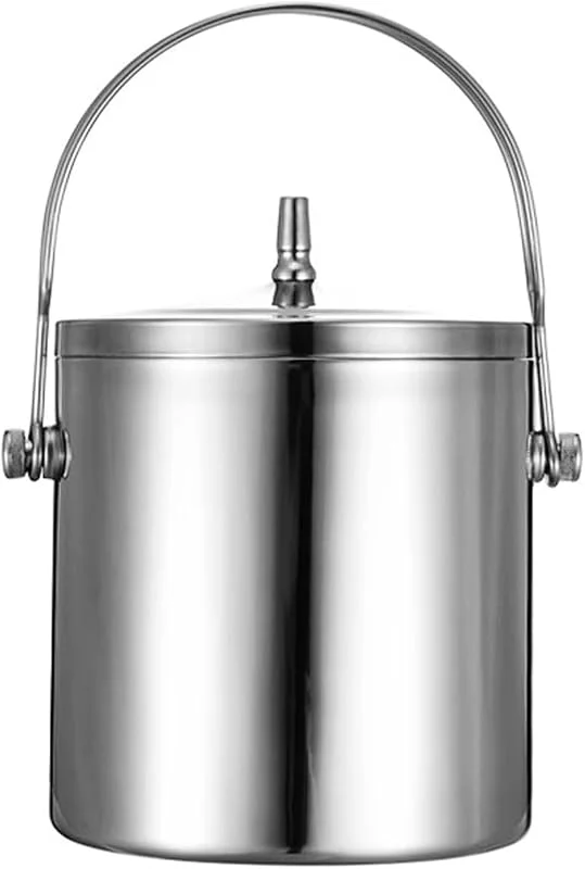 Marke: NexaGeniX sektkübel Eiskübel aus Metall, doppelwandiger Eiskübel mit Deckel und bequemem Griff, isolierter Eiskübel aus Edelstahl for Cocktailbar, Wein, Hausbar-Zubehör, Partys, Champagnerkübel eiskübel(1L) — Wein und Festtafel