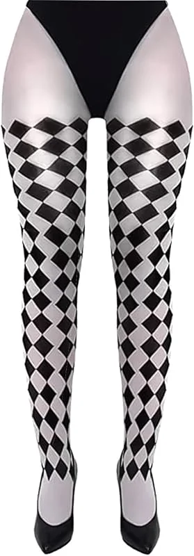 Marke: HIXNUG Zirkusstrumpfhose Harlekin karierte Strumpfhose Damen Halloween Strumpfhose für Karneval Party Kleidung Zubehör — Weihnachtsmode