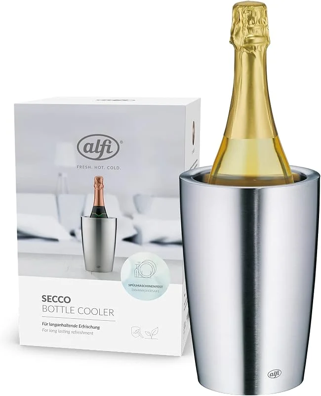 Besuche den alfi-Store alfi SECCO, Flaschenkühler aus Edelstahl für 0, 70 bis 1l Flaschen, Wein, Sekt, Kühlhalten ohne Kondenswasser und Eiswürfel, kühle Getränke bis zum letzten Tropfen, Getränke spülmaschinenfest, BPA-frei — Wein und Festtafel