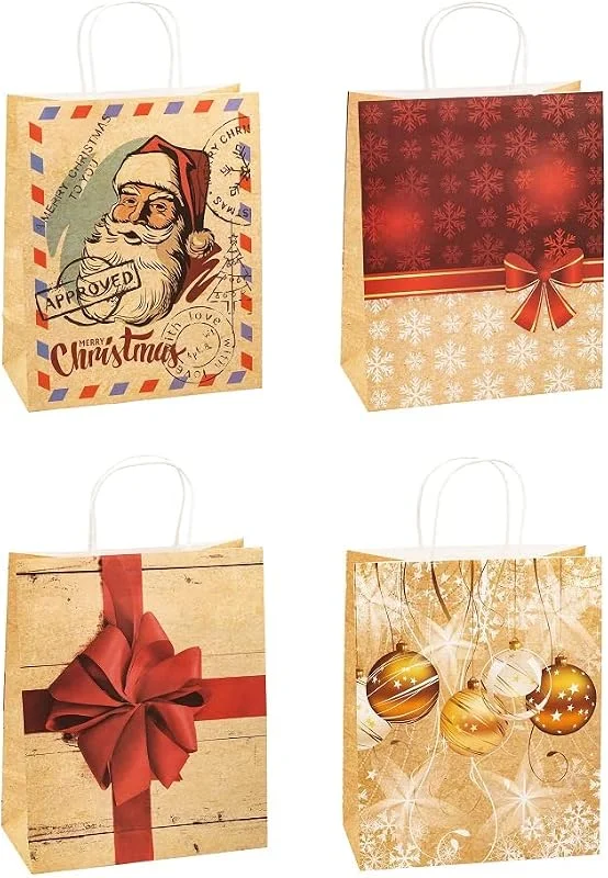 Besuche den TSI-Store TSI 12er Pack Geschenktüte Weihnachten Serie 4 groß Kraftpapier ca. 26 x 13, 5 x 32 cm — Geschenkverpackung