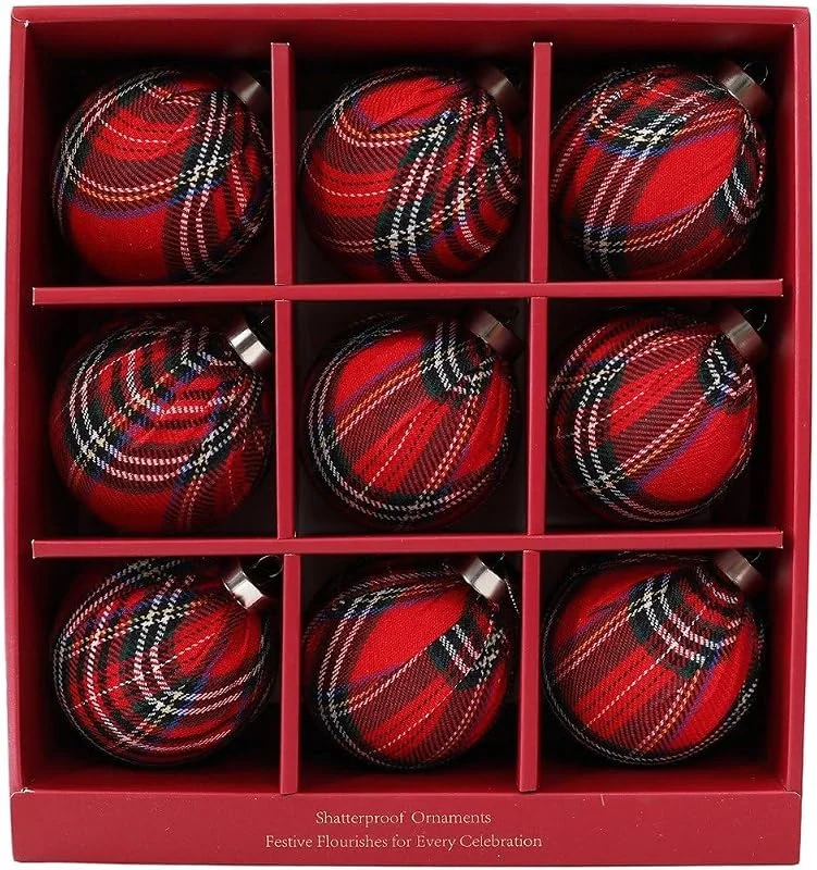Marke: Lpitoy 9-teiliges Set Weihnachtskugeln, Klassische Rot-grün Karierte, Bruchsichere Weihnachtskugeln Für Den Weihnachtsbaum. — Weihnachtsdeko