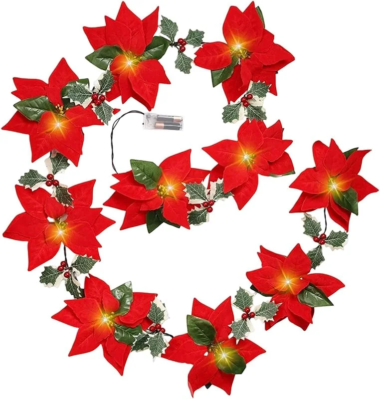 Marke: Generic Lichterkette für Weihnachten, künstliche Blumen, LED, batteriebetrieben — Weihnachtsdeko
