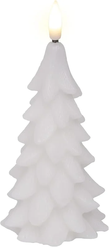 Marke: Lumineo Lumineo LED Kerze Tannenbaum 15, 5x7cm aus Wachs mit Timer Weiß - Warmweiß — Weihnachtsbeleuchtung