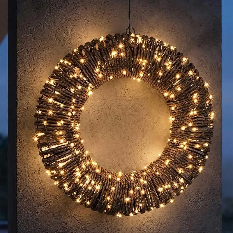 Besuche den Spetebo-Store Rattan Leuchtkranz zum Hängen 400 Flashing LED und Timer - 38 cm — Weihnachtsdeko