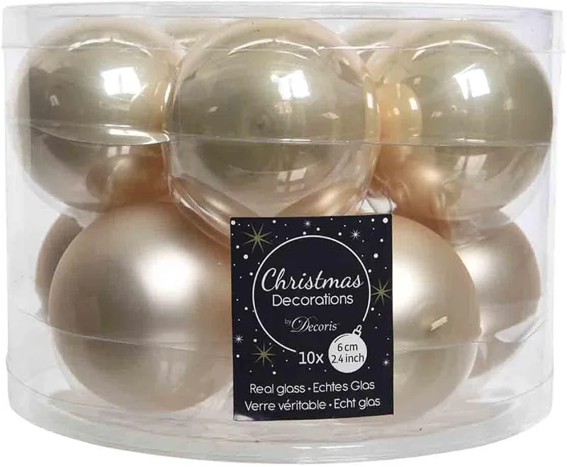 Marke: It's all about Christmas Weihnachtskugeln Glas 6cm x 10 Stück Christbaumkugeln matt glänzend perle — Weihnachtsdeko