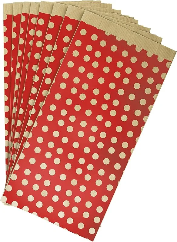 Besuche den Clairefontaine-Store Clairefontaine 394110C 50 Tüten Kraftpapier 15x31+6cm Rot mit Punkten — Geschenkverpackung