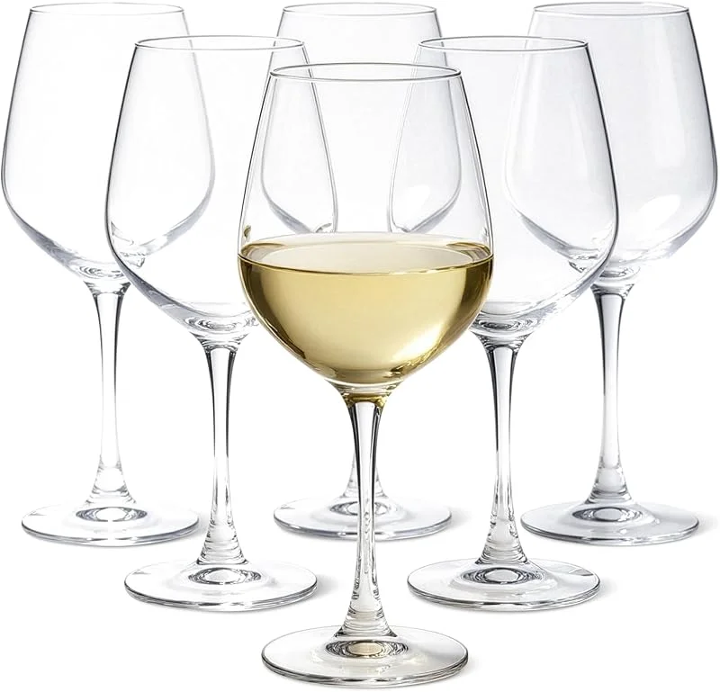 Besuche den Amazon Basics-Store Amazon Basics Weißweingläser mit Stiel, 6-Teiliges Set, 355ml, Robustes Glas, Spülmaschinenfest, Klassisches Design — Wein und Festtafel