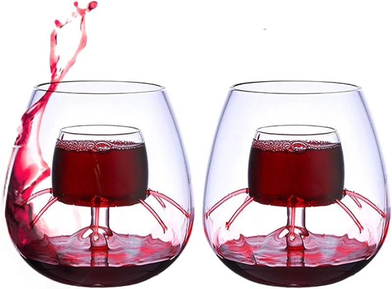 Marke: Genérico Weinbelüfter, Weindekanter – Zubehör für Glasbelüfter, Dekanter mit flachem Boden und Glas für Zuhause, Büro, Hotel — Wein und Festtafel