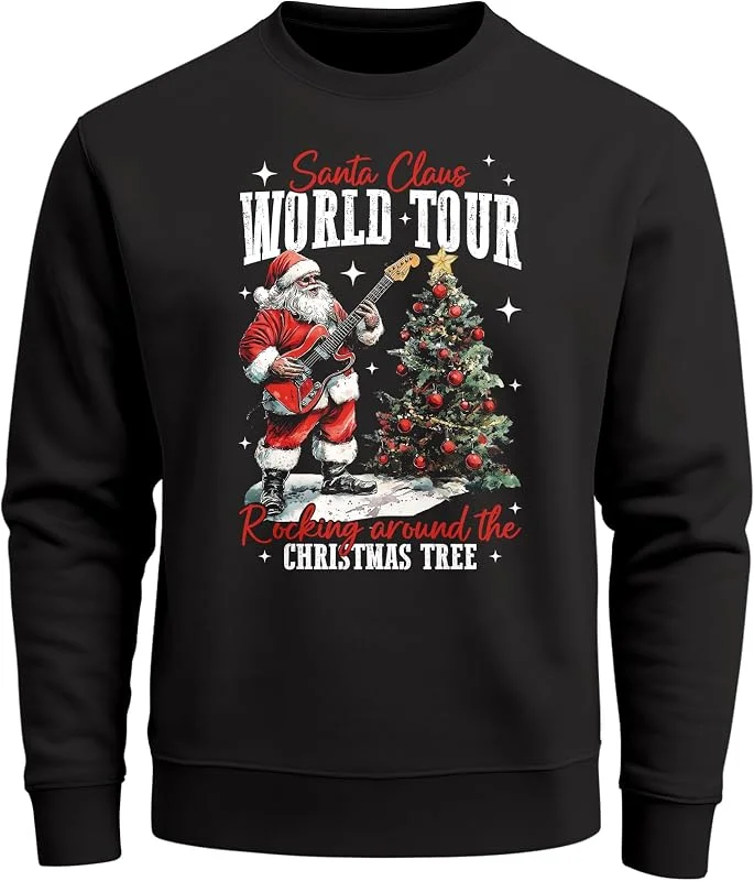 Besuche den Neverless-Store Neverless® Sweatshirt Herren Santa Claus World Tour Weihnachtspullover Grafik Print Xmas Christmas Sweater Fashion Streetwear — Weihnachtsmode