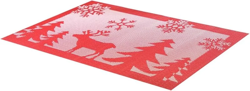Besuche den Epinki-Store Epinki 2er Set Tischsets Abwaschbar Mit Motiv Quadratisch 45x30CM, PVC Platzdeckchen rutschfest mit Weihnachtshirsch Muster Anti-Rutsch, Tischmatte Schreibtisch Rot für Küche Restaurant — Küche & Haushalt
