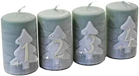 Besuche den Klocke Kerzen-Store Moderne Adventskerzen mit Zahlen 4er Set - H?he 10cm, ? 6cm - Kerzenset Weihnachten - Dekoration Weihnachten (Smaragd) — Advent und Tisch
