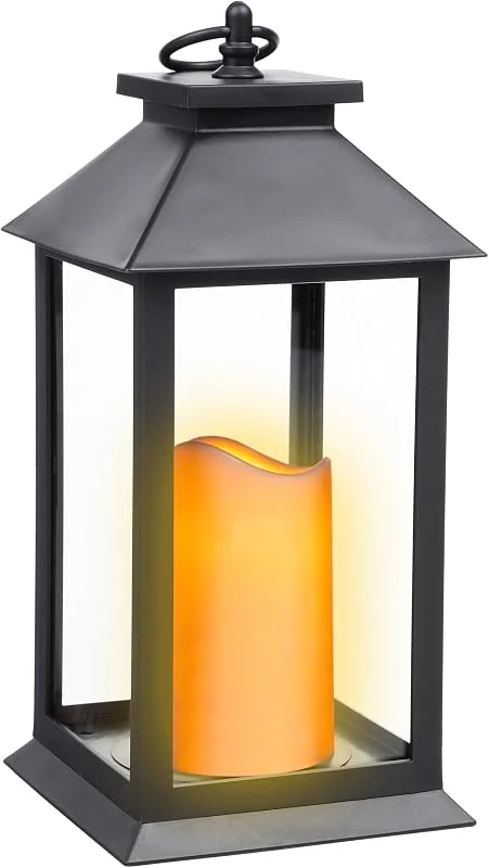 Besuche den Spetebo-Store Laterne schwarz mit LED Kerze mit Flacker Effekt - 30 x 14 cm - Deko Leuchte mit künstlichem Kerzenflackern Batterie betrieben - Weihnachten Advent Winter Tischlaterne Dekolampe Stimmungslicht — Kerzenlicht Abendessen