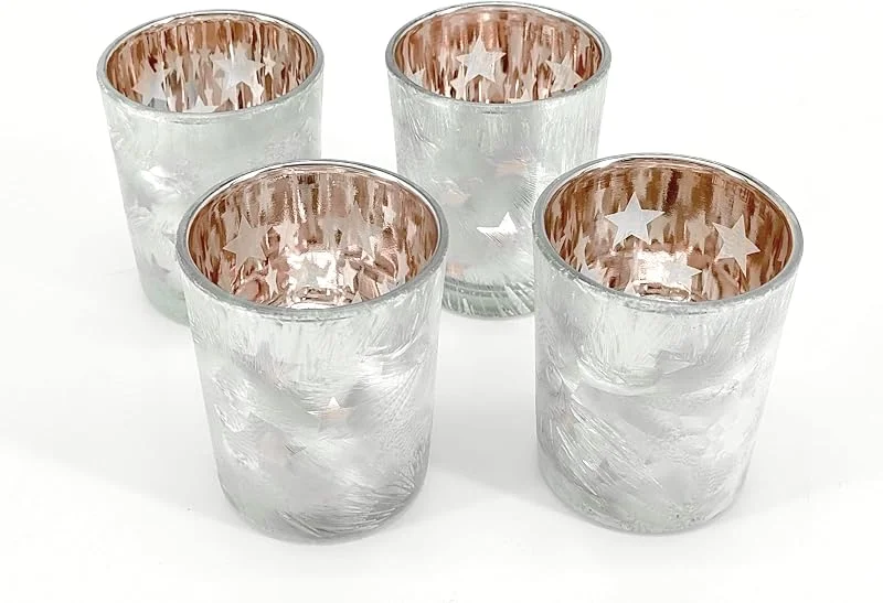 Marke: DECOLINE Teelicht-Halter 4 Stück aus Glas Kupfer — Advent und Tisch