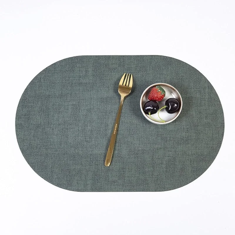 Besuche den Epinki-Store Epinki Tischsets Abwaschbar Motiv Oval, 2Pcs Set 30x45CM Platzset Boho Gewebt Muster Hitzebeständige aus PU Leder, Tischuntersetzer Weihnachten Dunkel Grün für Restaurant Speisetisch — Küche & Haushalt