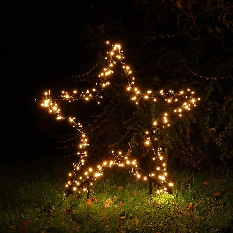 Besuche den Gartenpirat-Store Gartenpirat Gartenstern Ø 150 cm mit Erdspieß und 420 Cluster-LED warmweiß — Weihnachtsbeleuchtung