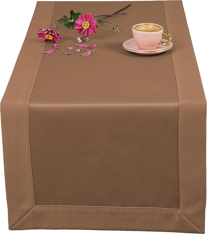 Marke: invitta Tischläufer Classic Elegance Hellbraun 40x80 cm, Uni Glatt Elegant mit 5 cm Kuvertsaum Fleckabweisend mit Lotuseffekt 100% Polyester, O5 H200 3333 — Küche & Haushalt