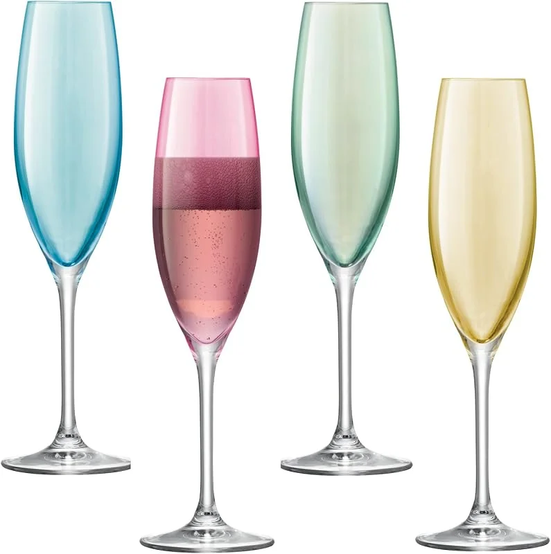 Marke: LSA International LSA Polka Sektkelch 225ml Pastell Sortiert x 4 — Wein und Festtafel