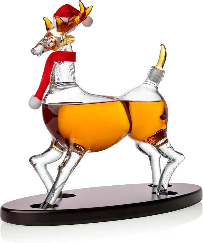 Marke: Godinger Godinger Whiskey-Dekanter, Rentier-Whiskey-Dekanter, Weihnachtsdekoration, Likör-Dekanter, Wein-Dekanter, Weihnachtsmann-Whiskey-Dekanter, Heimdekoration, Bürodekoration, Geschenke für Männer — Wein und Festtafel