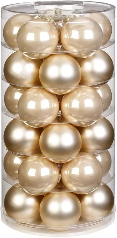 Besuche den Inge-glas-Store Inge Glas Weihnachtskugeln, Schöne Christbaumkugeln aus Glas, 30 Kugen in Dose, Christbaumschmuck Weihnachtsbaumschmuck Weihnachtsbaumkugeln (Champagner, Creme matt, Opal) — Weihnachtsdeko
