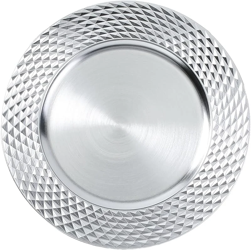 Besuche den Inge-glas-Store Inge-glas Dekoteller 33cm Kunststoff Rauten - Festliche Platzteller für Verschiedene Anlässe - Tischdeko Unterteller für Hochzeit Jubiläum Weihnachten - Weihnachtsteller Weihnachtsdeko - Silber — Advent und Tisch