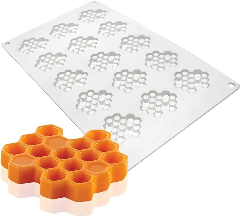 Marke: TUKE 15-Hohlraum-Silikon-Wabenformen für Schokoladen-Honigwabe, Bienen-Silikon-Fondant-Form, Bienenstock-Silikon-Backformen, Bienen-Süßigkeiten-Silikon-Form für Küche, Kuchen, Cupcake — Weihnachtskueche